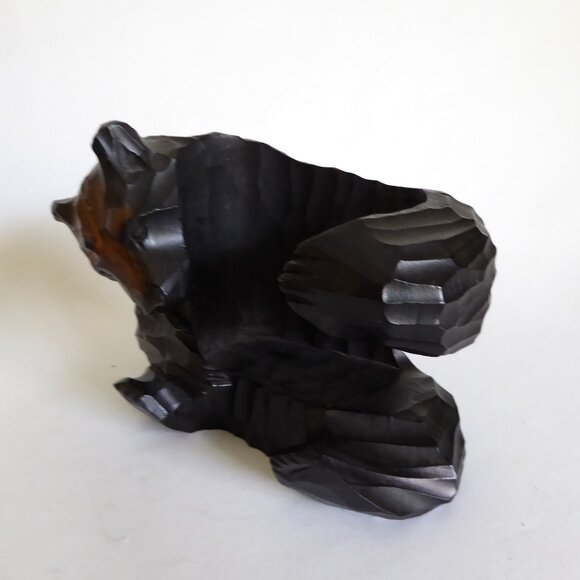 VINTAGE JAPAN JAPANESE HOKKAIDO AINU BEAR WOOD CARVING BOTTLE HOLDER STAND (USED - Picture 10 of 14